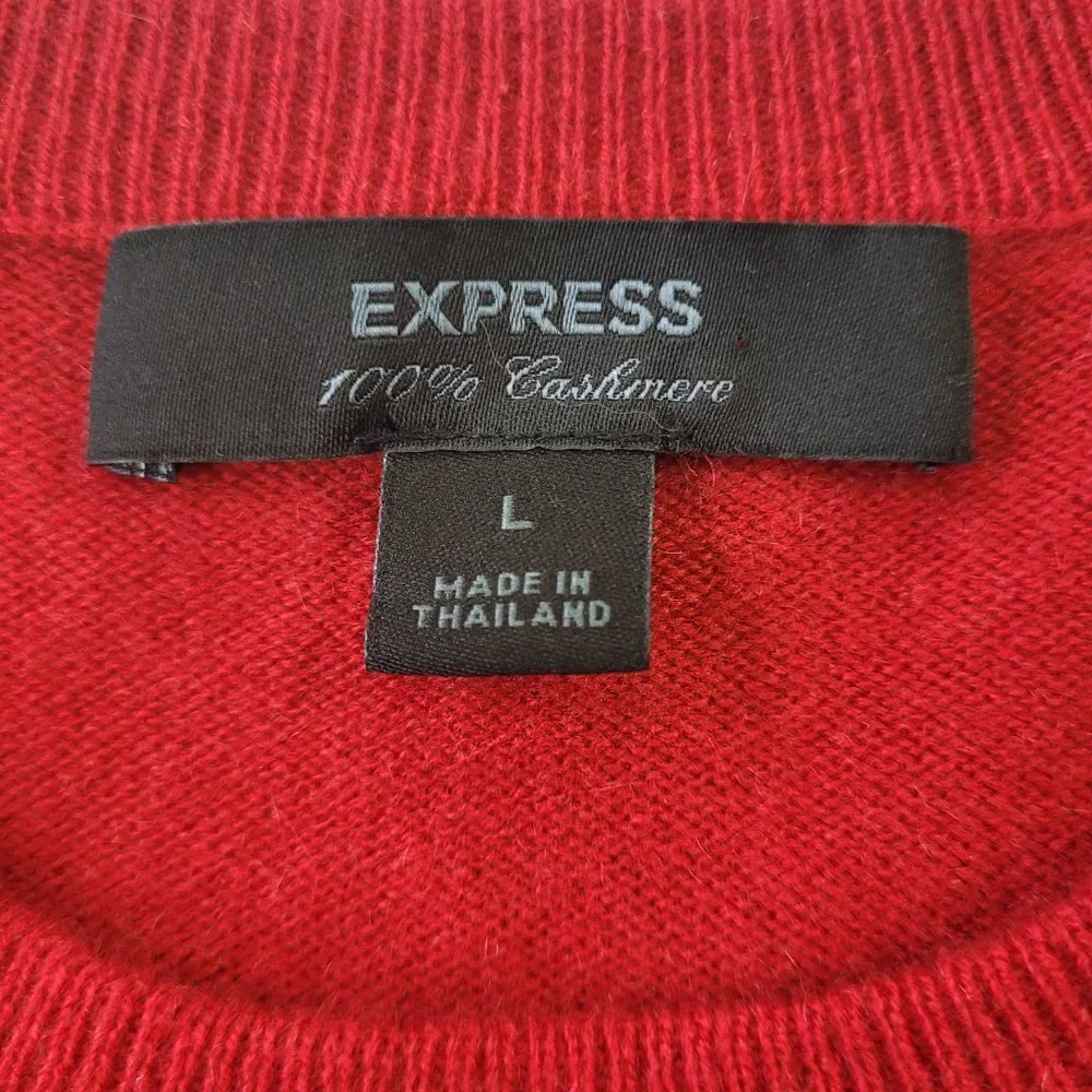 ✅ Express Men’s 100% cashmere crew neck pullover sweater red size L